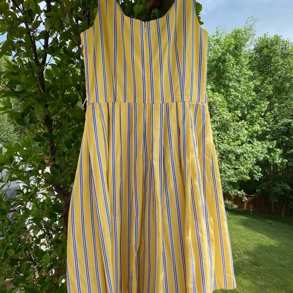 Talbots Yellow & Blue V-Neck Striped Sundress - Picture 4 of 6